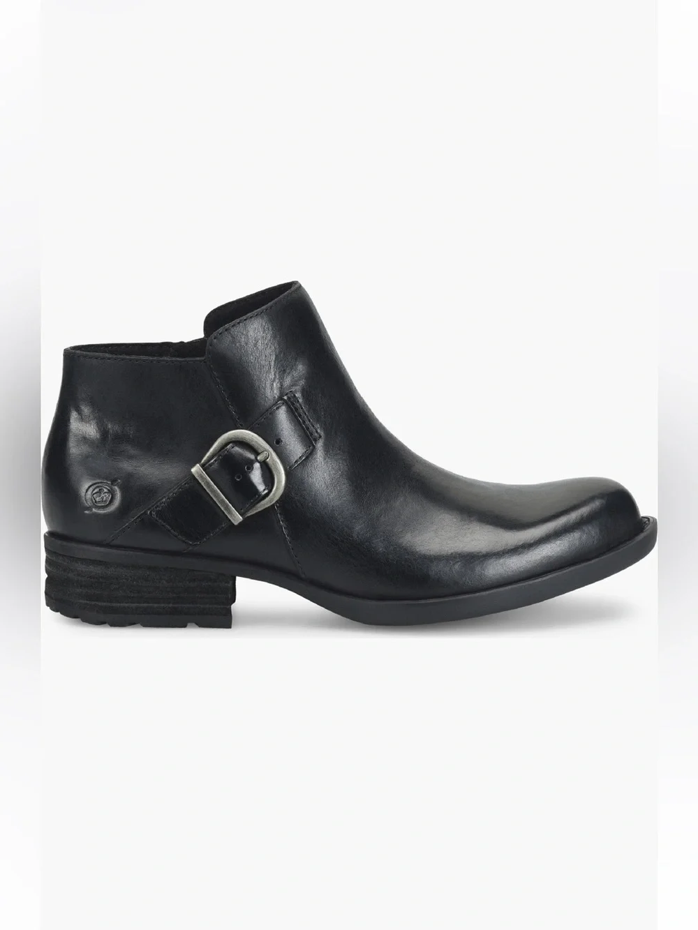 NWT Born Kace Black Leather Buckle Ankle Booties Sz 6.5 No Box